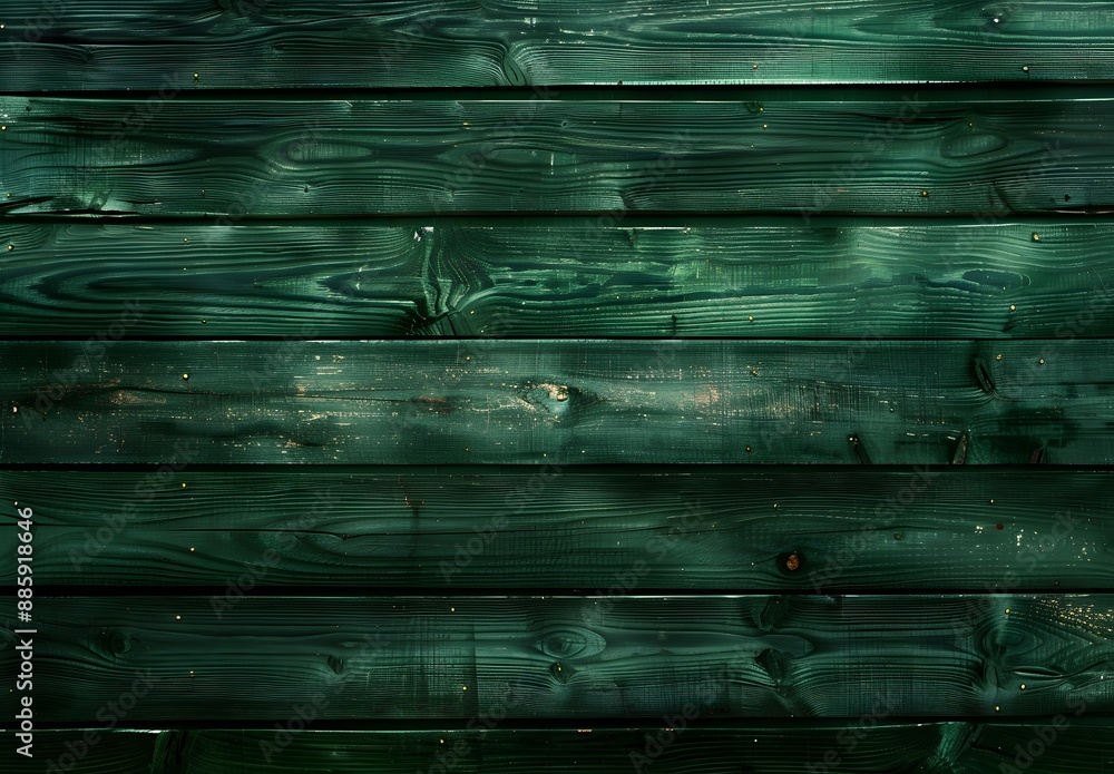 Fototapeta premium Dark Green Wooden Plank Background Texture
