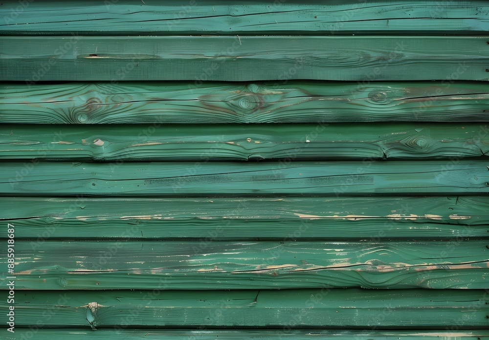Fototapeta premium Green Wooden Plank Background Texture