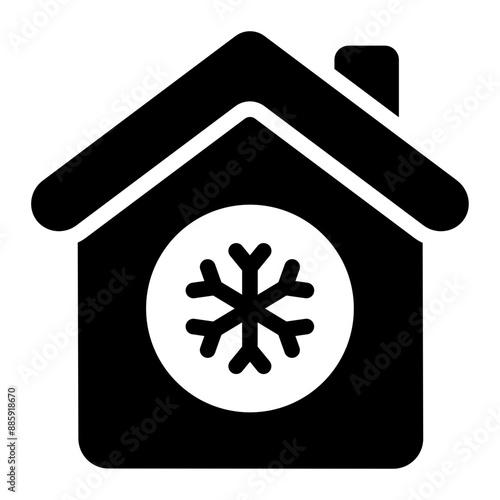 Icon of a house being cooled by an air conditioner, representing home climate control
