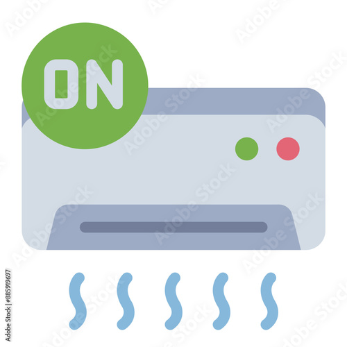 Icon showing an air conditioner turned on, indicating power and cooling activation