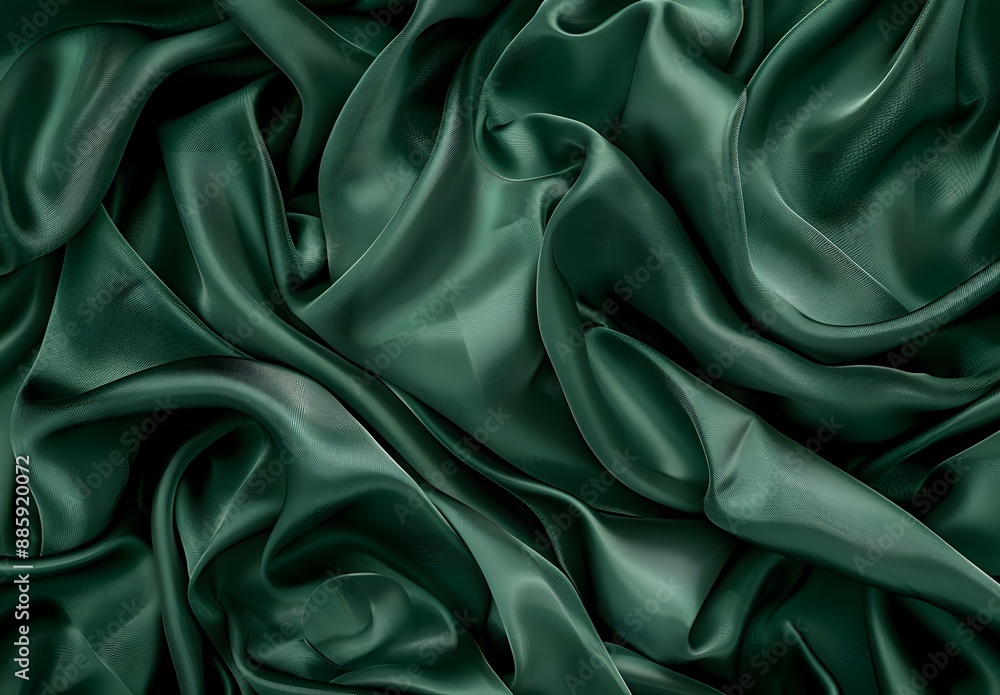 Elegant Dark Green Silk Fabric Background Elegant Dark Green Silk Fabric Background