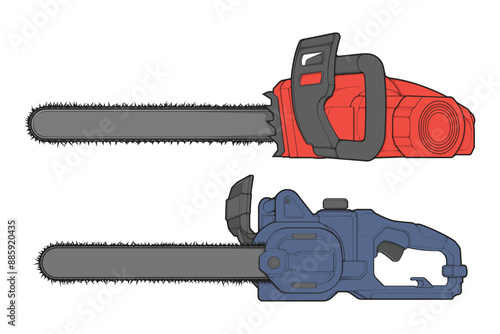 Bundling set of Chainsaw isolated illustration, vector art, Chainsaw vector, petrol chain saw, modern chainsaw, art concept, vector.