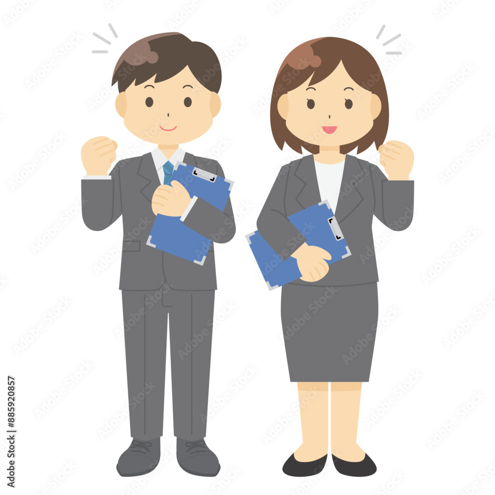 スーツを着た男女のイラスト スーツを着た男女のイラスト
