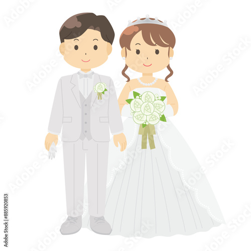 結婚式の男女のイラスト（洋装）