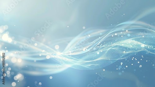 Soft Blue Abstract Background with Gentle Sunlight and Light Blue Sky Featuring White Clouds, Perfect for Design, Banner, or Wallpaper Templates