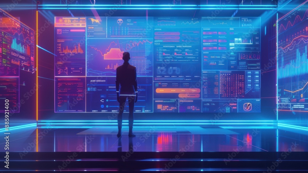 Futuristic User Interface Being Accessed by a User Futuristic User Interface Being Accessed by a User