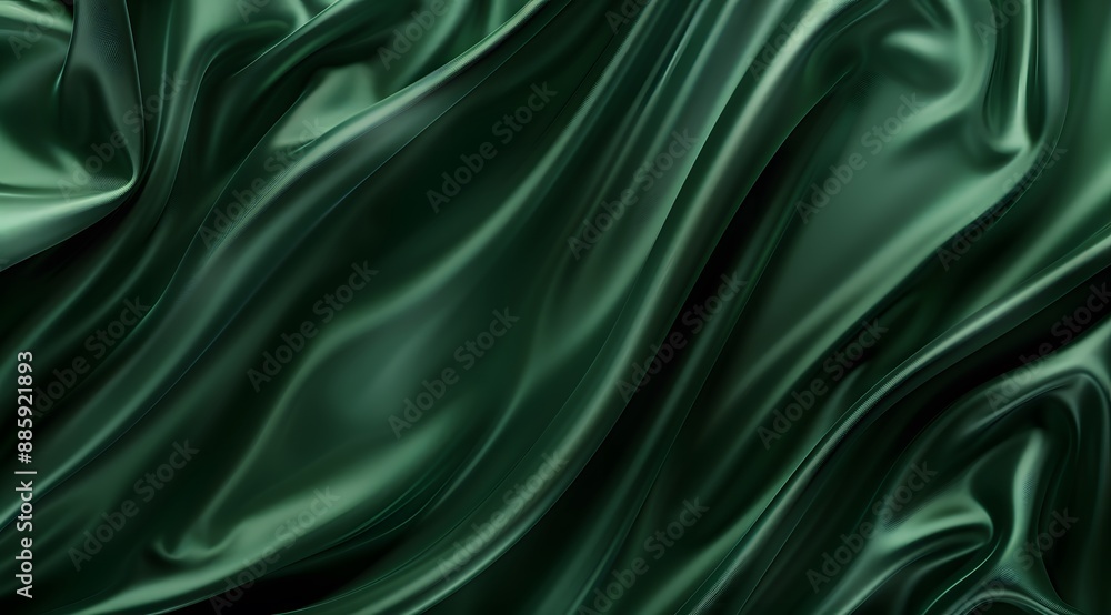 Fototapeta premium Luxury Dark Green Silk Satin Drapery Background