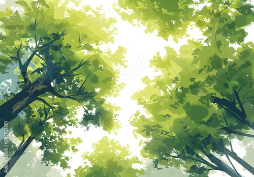 Sunlight Through Lush Green Tree Canopies