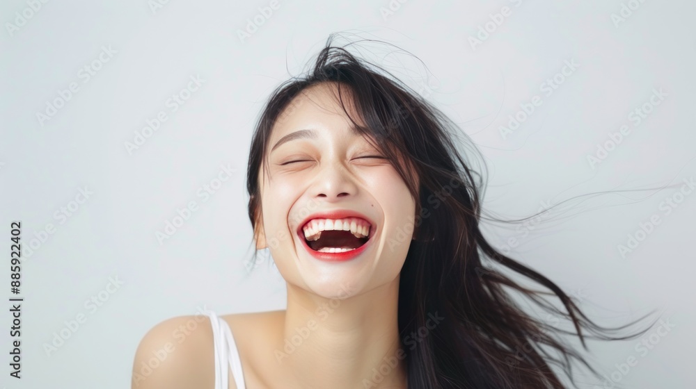Happy Asian beautiful woman on a white background, Happy Asian beautiful woman on a white background,