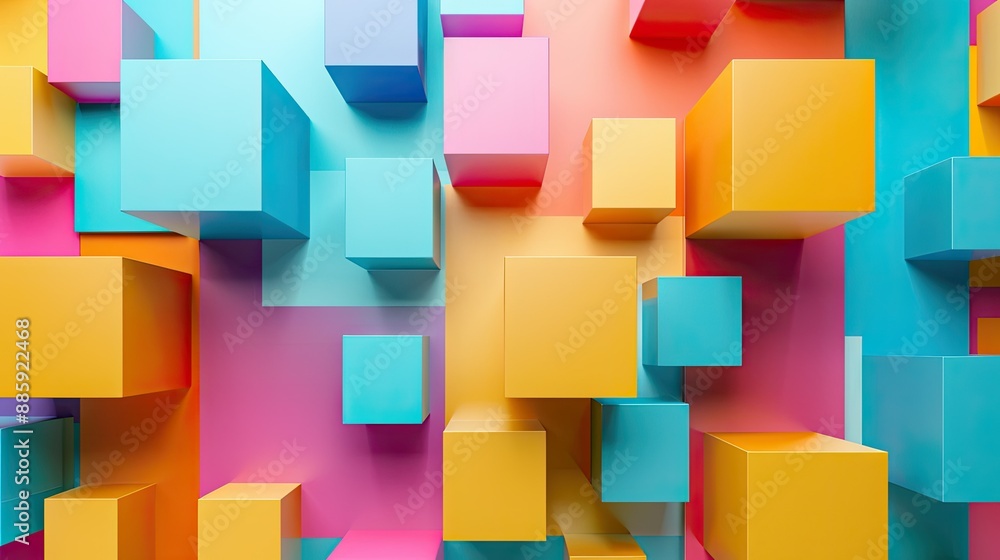 Abstract cubes in bright colors, positioned creatively against a neutral background for a minimalist aesthetic. Abstract cubes in bright colors, positioned creatively against a neutral background for a minimalist aesthetic.