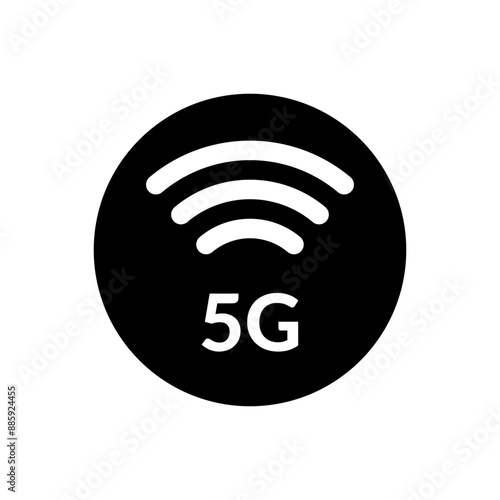 5G mobile network round solid vector icon. High speed wireless data transfer symbol. Fast internet connection pictogram. photo