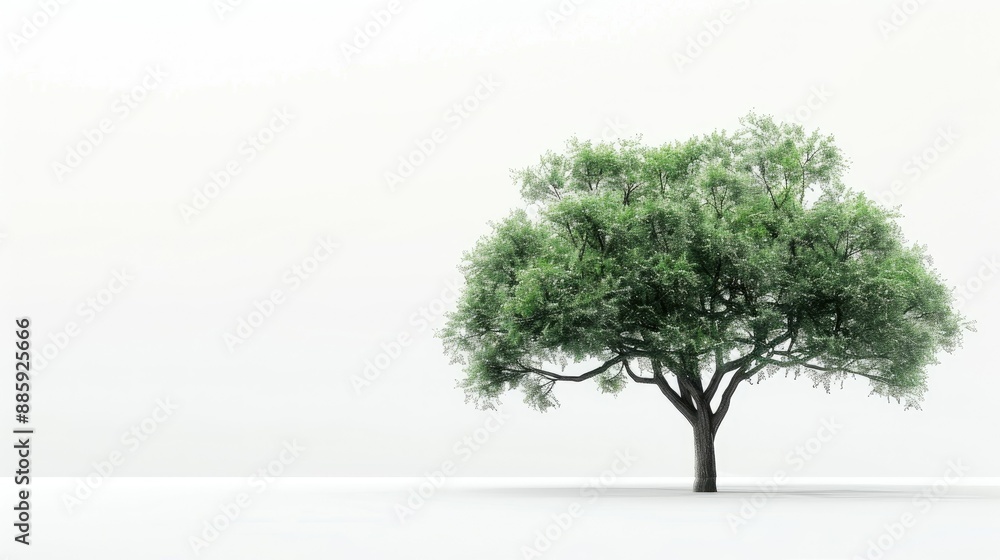 Obraz premium Isolated big tree against a clean white backdrop, emphasizing solitude and simplicity.