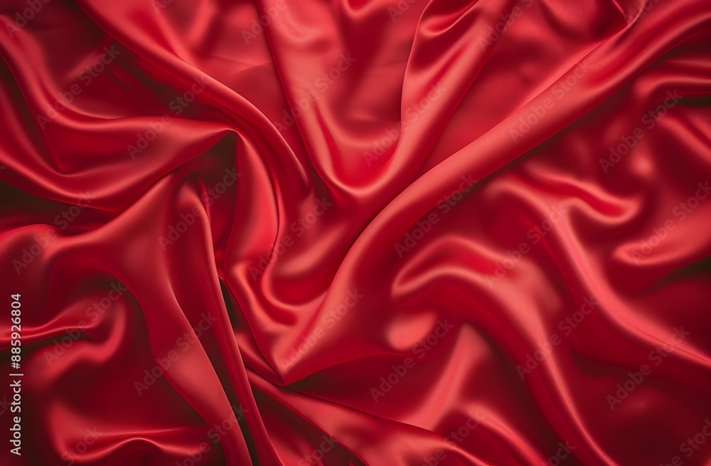 Fototapeta premium Red Silk Fabric Drape Texture Background