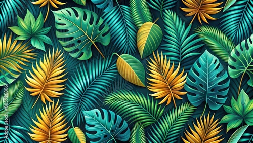 Tropical leaf pattern background with modern shapes, perfect for a summer theme, tropical, leaf, plants, floral, background