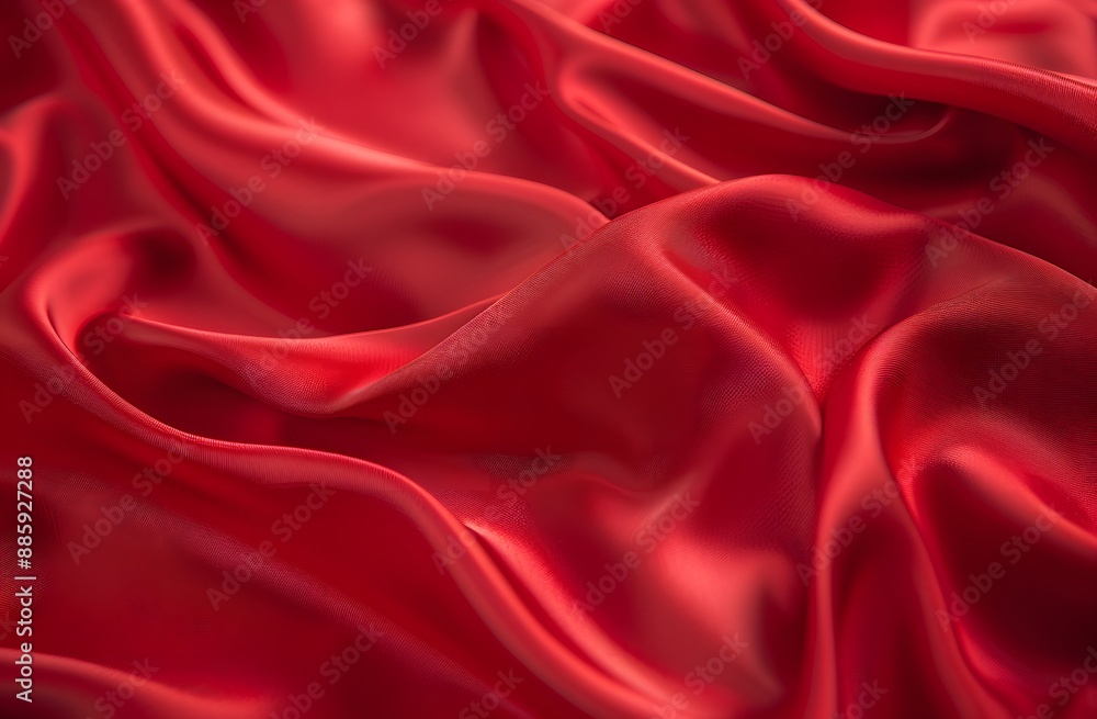 Obraz premium Red Satin Fabric Texture Close-Up