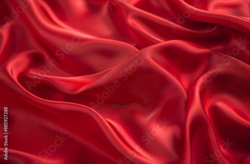 Red Satin Fabric Texture Close-Up