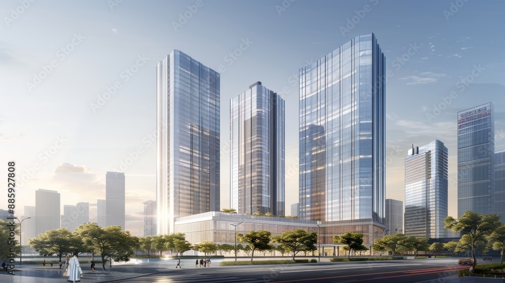 Modern Skyscrapers Architectural Design Rendering Modern Skyscrapers Architectural Design Rendering