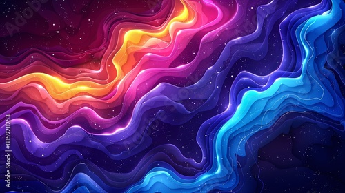 Abstract Cosmic Waves with Vibrant Hues