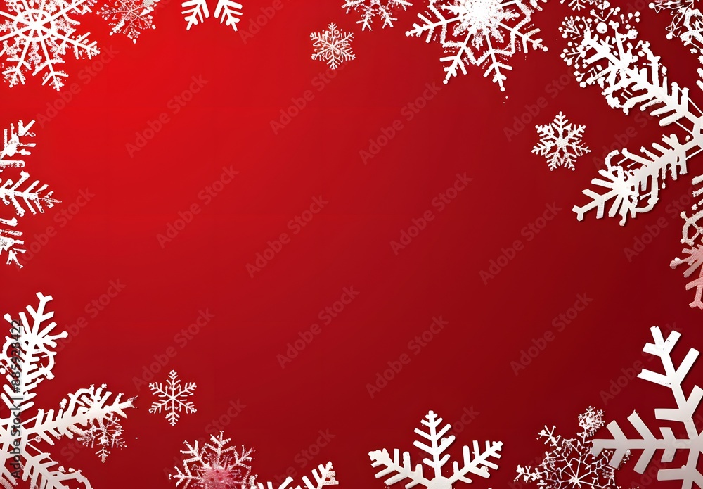 Red Background with White Snowflakes Christmas Design Red Background with White Snowflakes Christmas Design