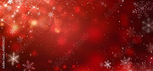 Sparkling Red Christmas Background with Snowflakes