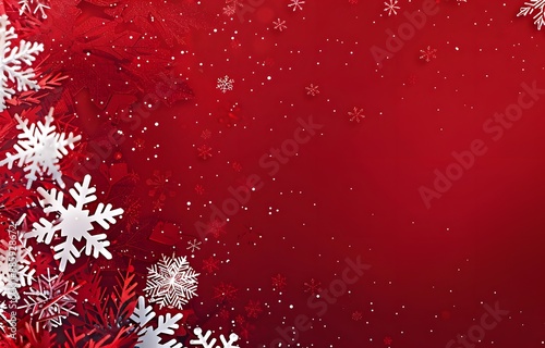 Red Christmas Background with White Snowflakes