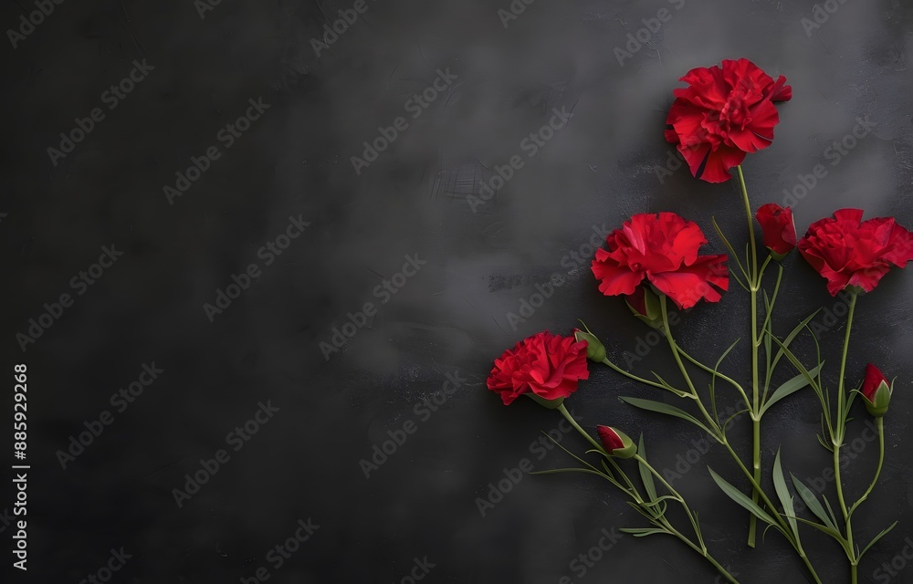 Red Carnations on Black Background - Mother's Day Red Carnations on Black Background - Mother's Day