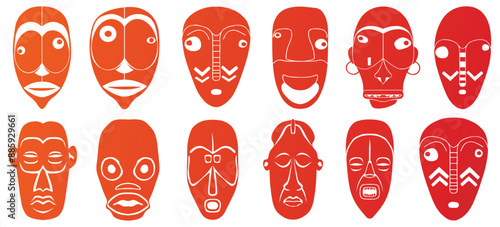 Tribal mask icon set. mask element collection