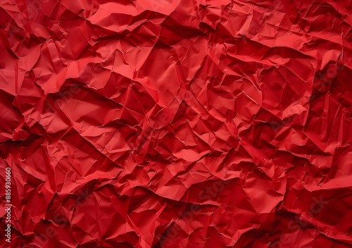 Abstract Red Crumpled Paper Texture Background