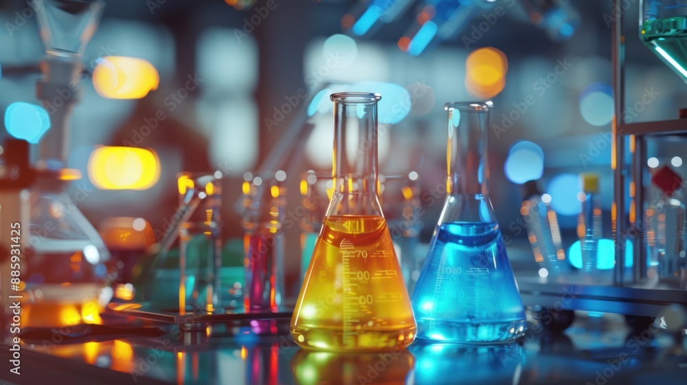Laboratory Flasks in a Scientific Setting Laboratory Flasks in a Scientific Setting
