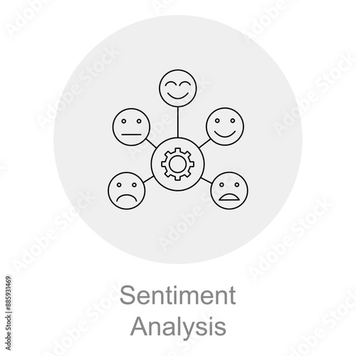 Sentiment Analysis Icon, Emotion Detection Analysis Icon, Text Sentiment Analysis Tool Symbol, Opinion Mining Sentiment Icon
