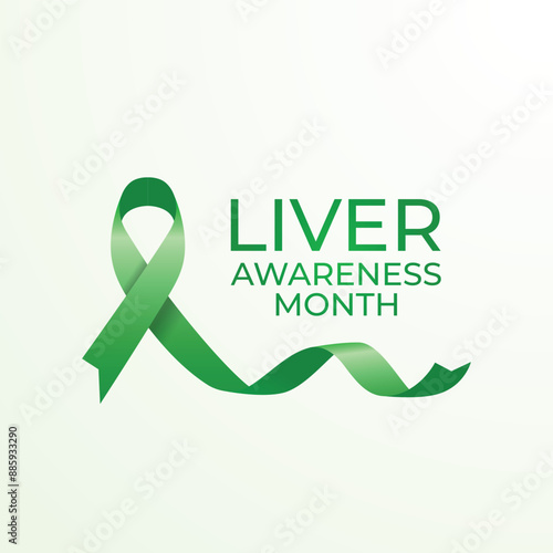 National Liver Awareness Month vector design template good for celebration usage. Liver Awareness design. green ribbon design. flat design. eps 10.