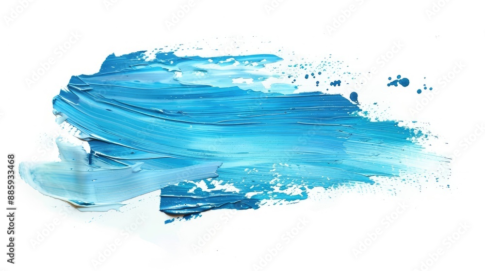 Artistic light blue paint stroke on white, perfect for design Artistic light blue paint stroke on white, perfect for design