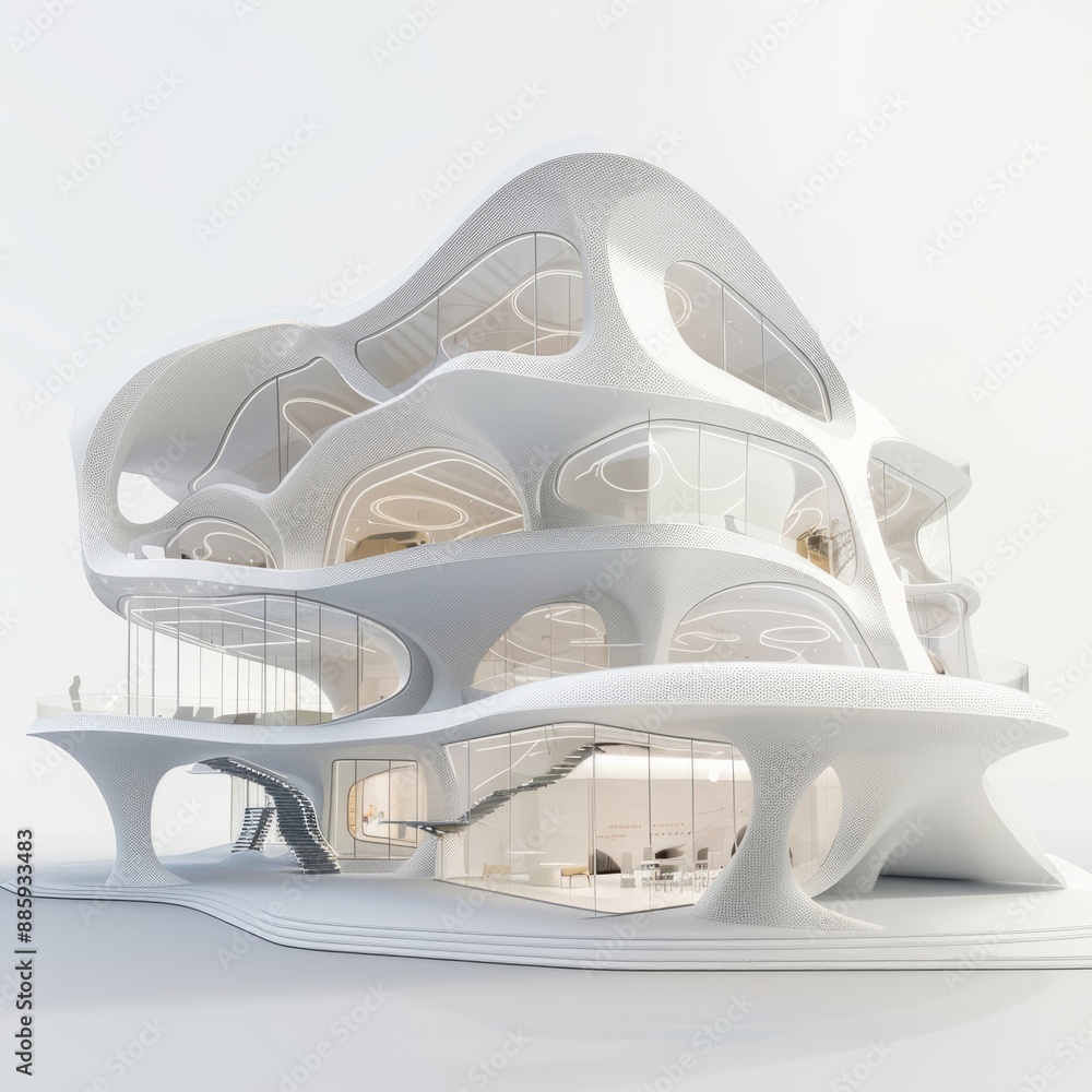 3D Render of a Generative Design Museum with Dynamic Form and Interior ...