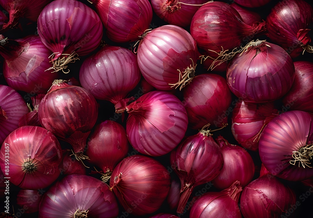Close-up Red Onions Pile, Fresh & Vibrant Close-up Red Onions Pile, Fresh & Vibrant