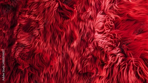 Red Plush Fur Texture Background - High Resolution