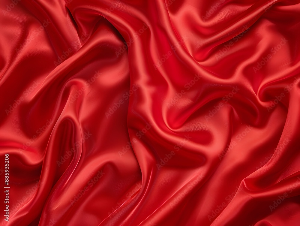 Obraz premium Red Silk Satin Fabric Draped Background