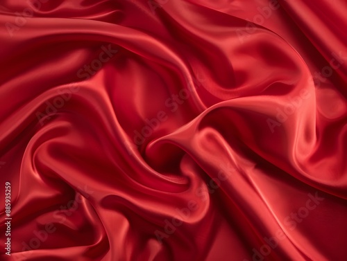 Elegant Red Satin Fabric Texture Background