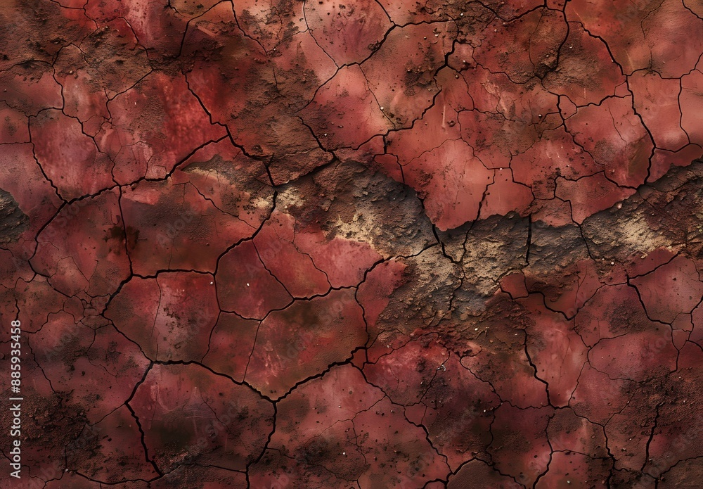 Fototapeta premium Cracked Red Soil Texture - High Resolution