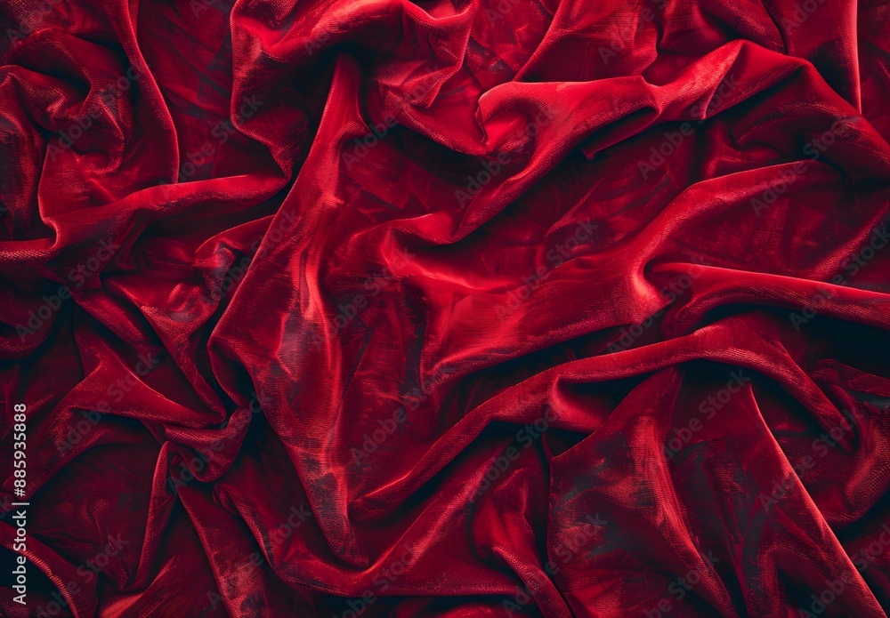 Draped Red Velvet Fabric Texture Background Draped Red Velvet Fabric Texture Background
