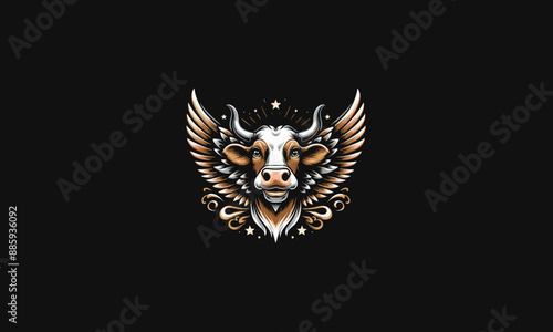 head cow with wings vector illustration artwork design