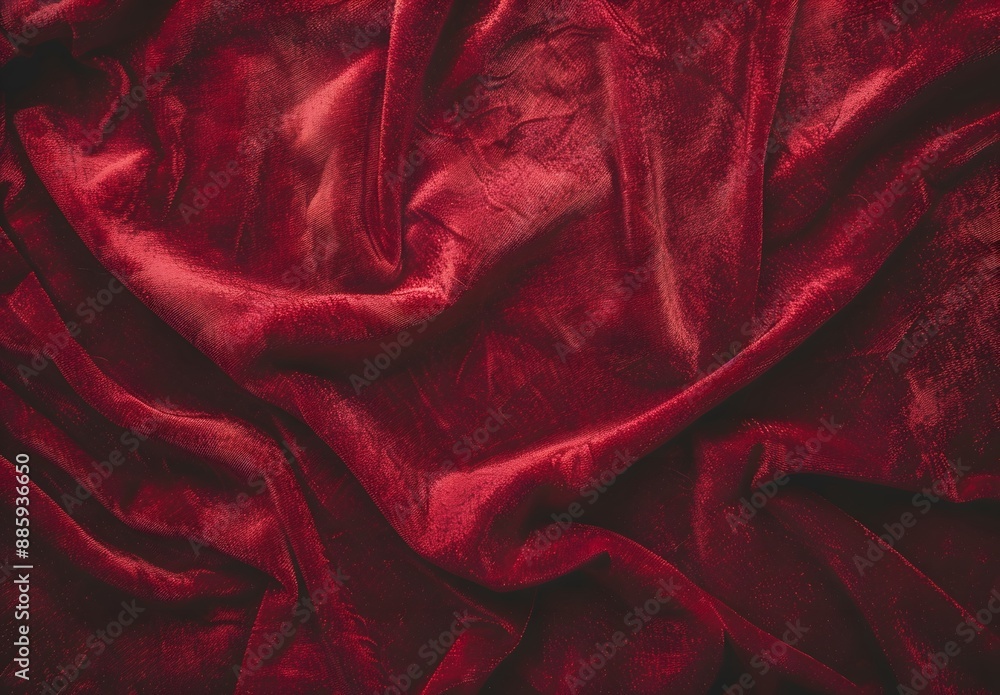 Obraz premium Red Velvet Fabric Background Texture Close Up
