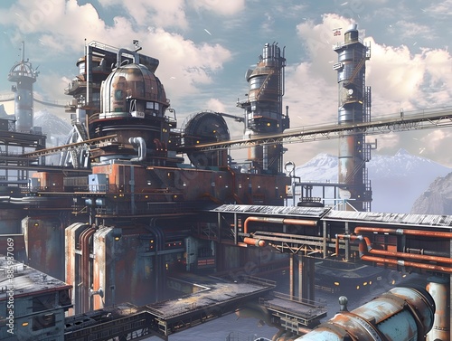 Realism of Transform your concept with the industrial backdrop of a factory. very detailed