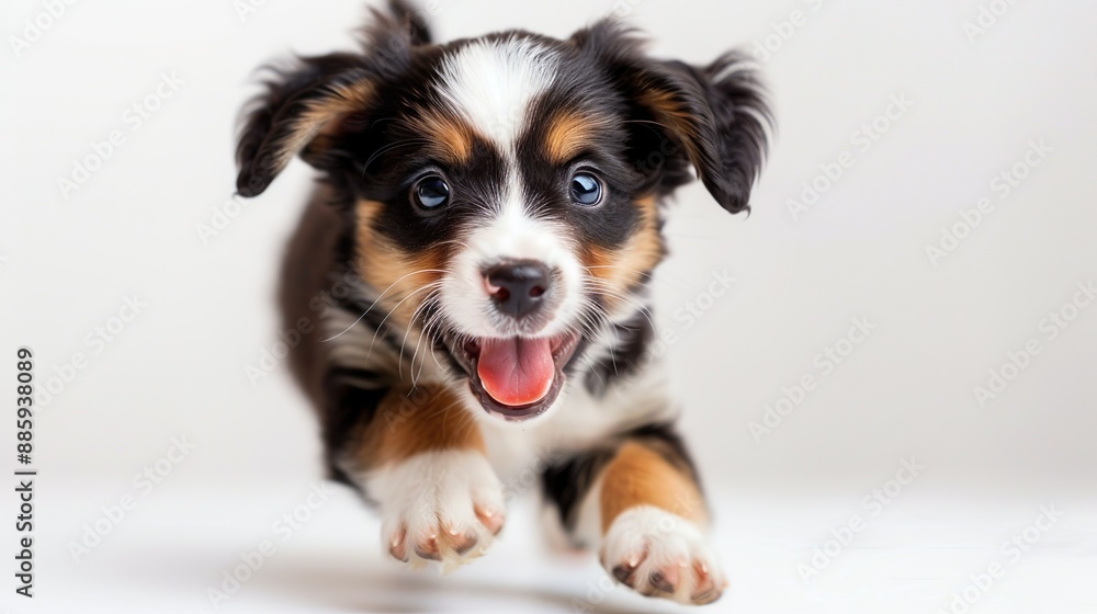 A joyful puppy playing happily, selected against a white background. A joyful puppy playing happily, selected against a white background.