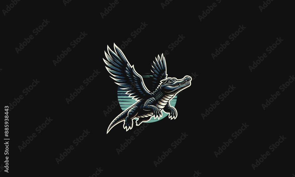 Fototapeta premium crocodile with wings vector illustration artwork design