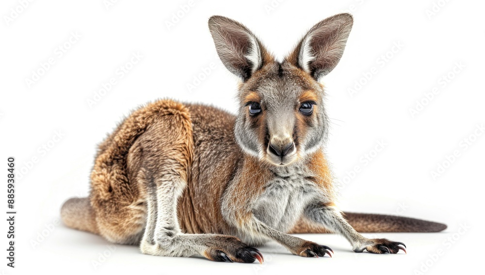 Red Kangaroo Portrait Against White Background Red Kangaroo Portrait Against White Background