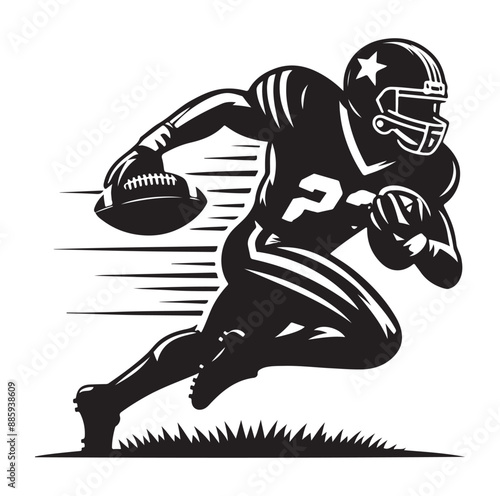 American football player vector of silhouette illustration.