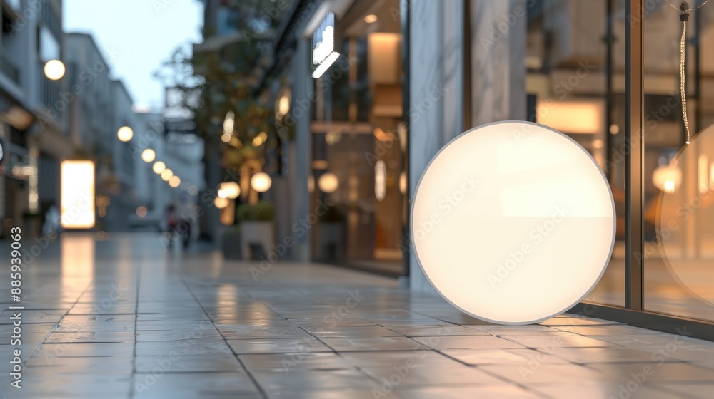 Circular outdoor mockup front store logo signage