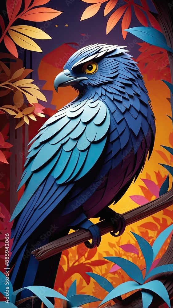 Fototapeta premium A mesmerizing paper-cut animation of the Nighthawk comes to life on the screen