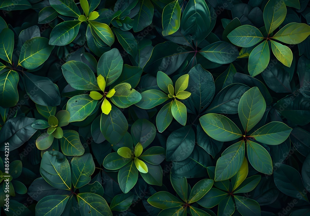 Vibrant Green Tropical Leaves Background Vibrant Green Tropical Leaves Background