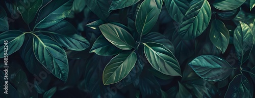 Dark Green Tropical Leaves Abstract Nature Background